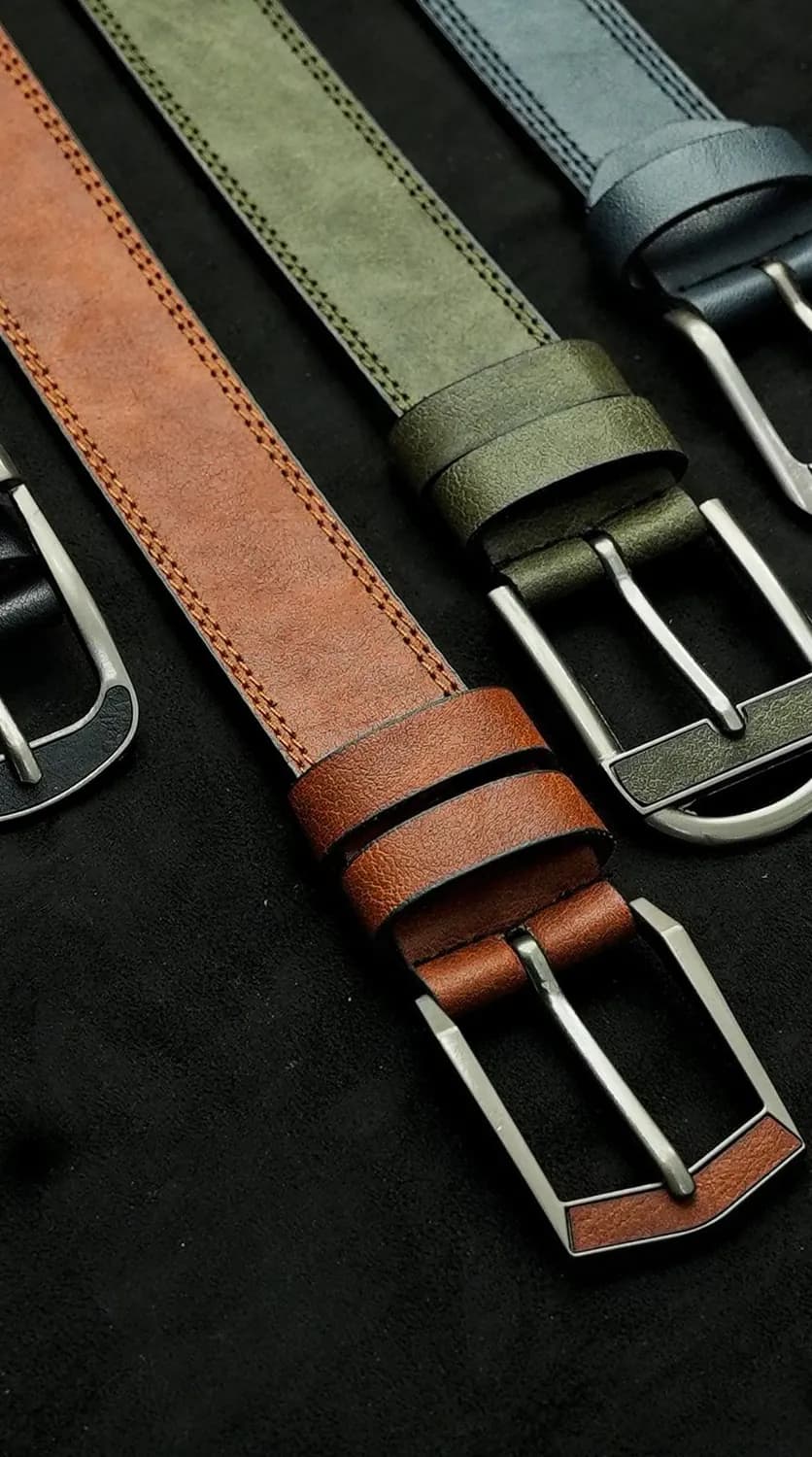 Pasek skórzany Buckle — Brązowy