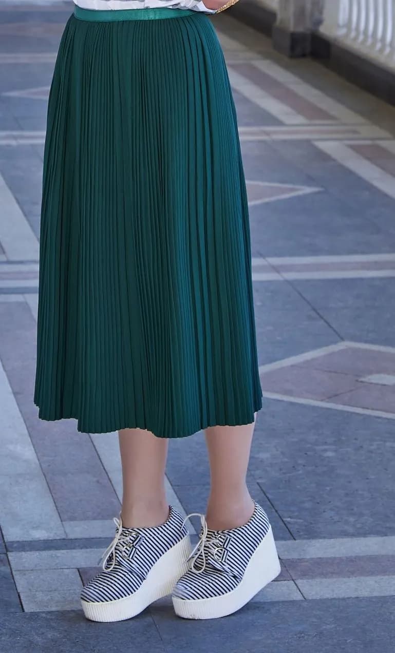 Spódnica plisowana Midi — Zielony