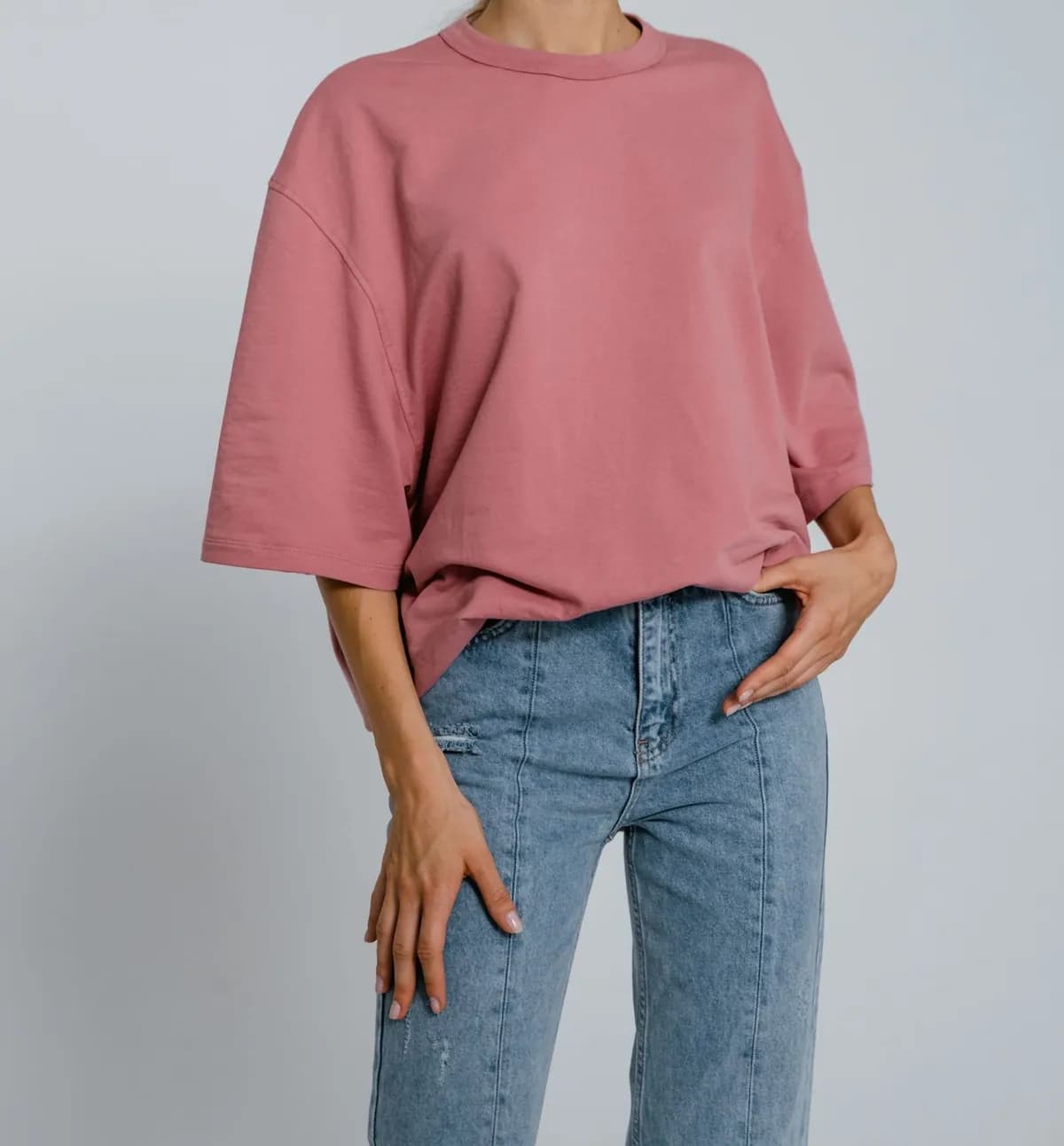 T-shirt bawełniany Basic — Różowy